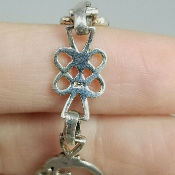 Vintage Sterling Silver Celtic Infinity Love Knots Link Bracelet Claddagh Toggle - Picture 3 of 8